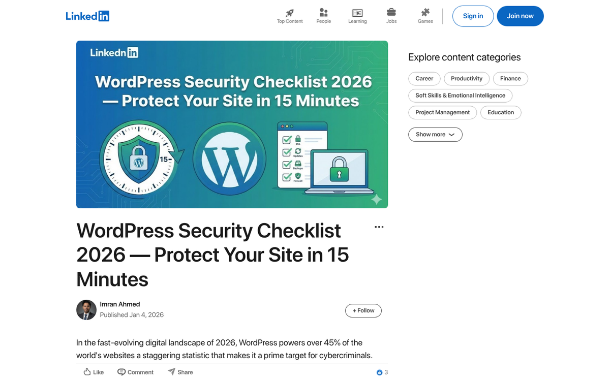 WordPress security tips checklist for 2026