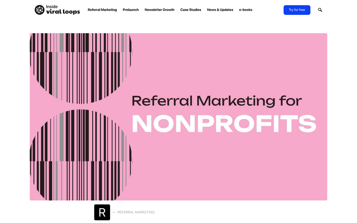 Nonprofit referral program webpage screenshot