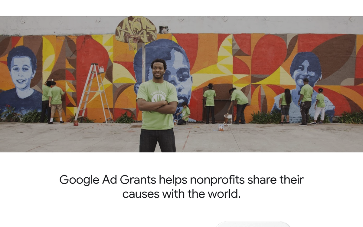 Google Ad Grants nonprofit application webpage screenshot