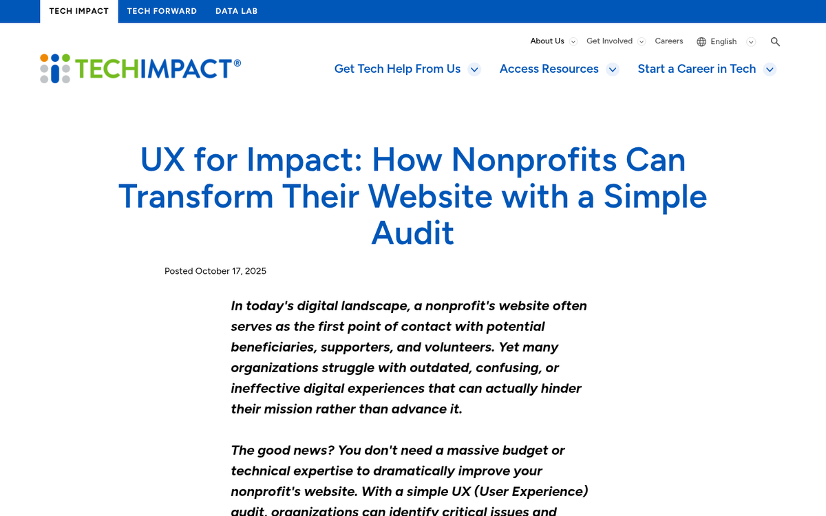 Nonprofit website with clean user interface