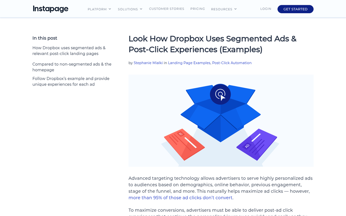 Homepage with mismatched ad landing page content