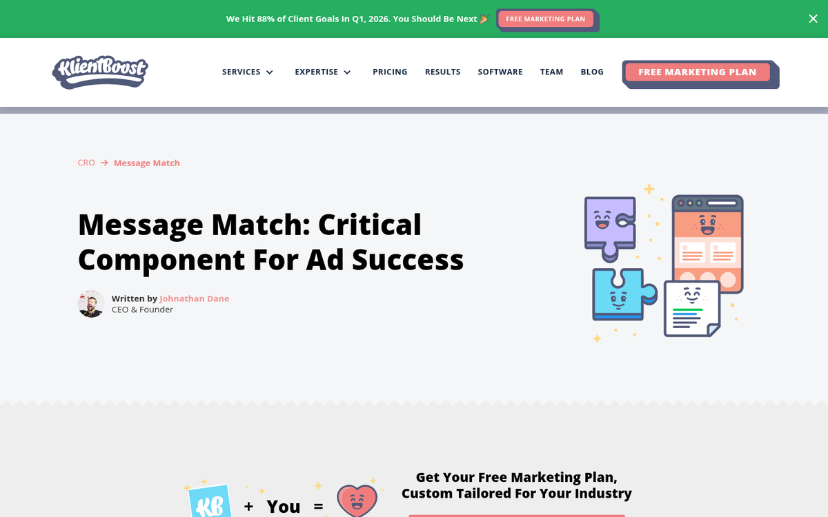 Matching ad copy and landing page text