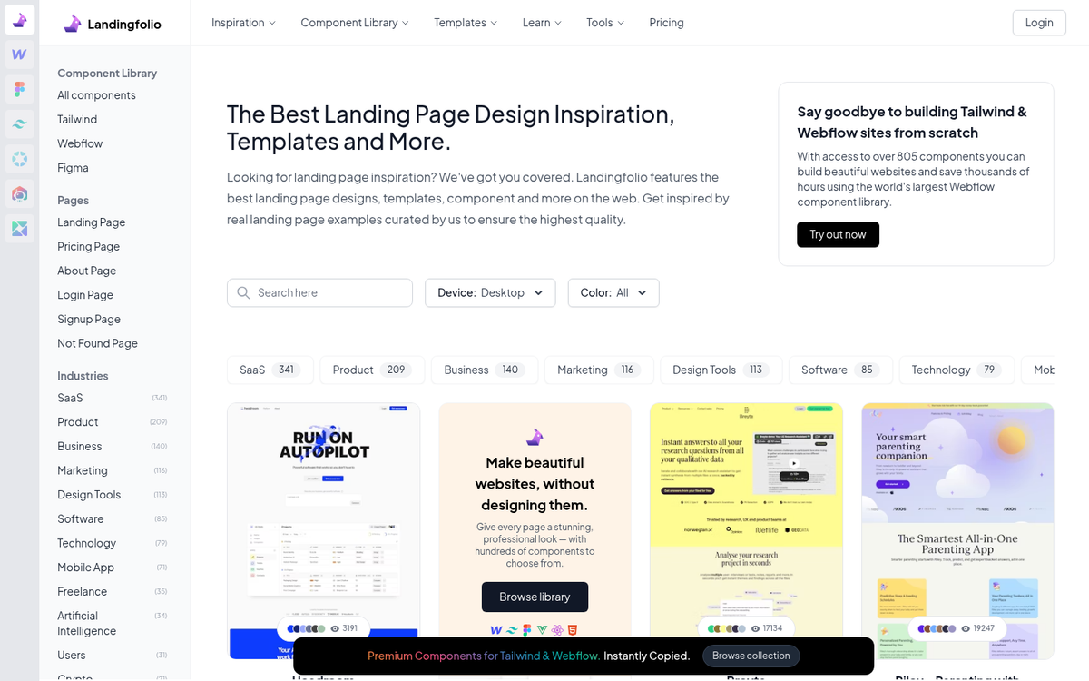 Visually appealing landing page design example