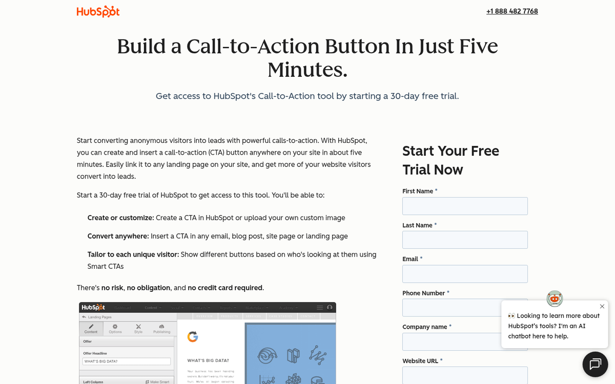 Landing page with personalized conversational copy