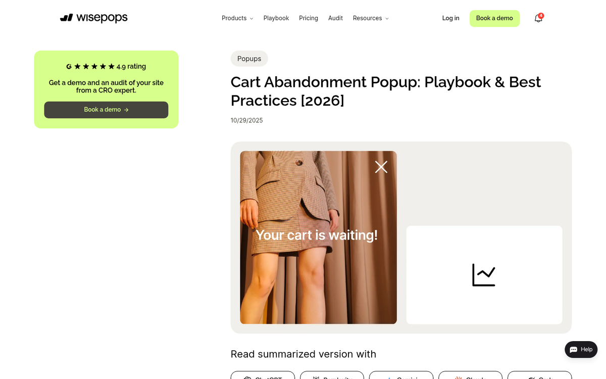 Website popup design content example