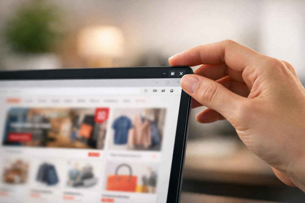 Cursor moving toward browser close button