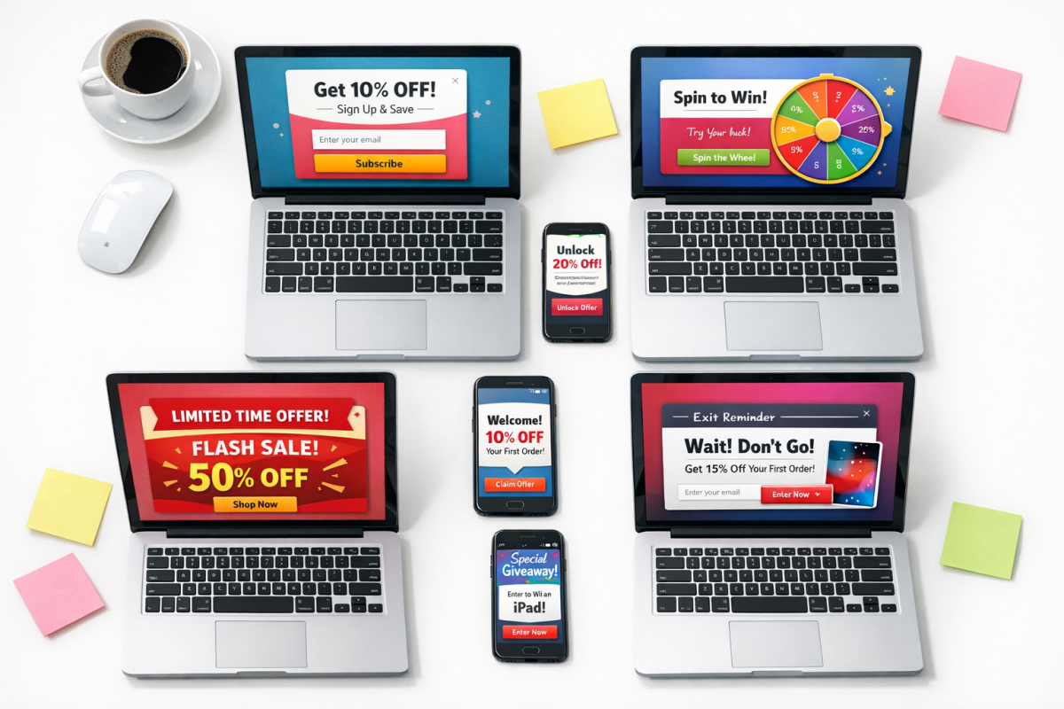 Pop-up plugin selection interface on screen