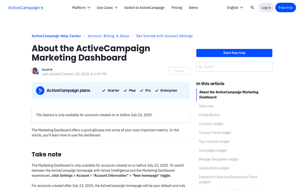 ActiveCampaign email list builder interface screenshot