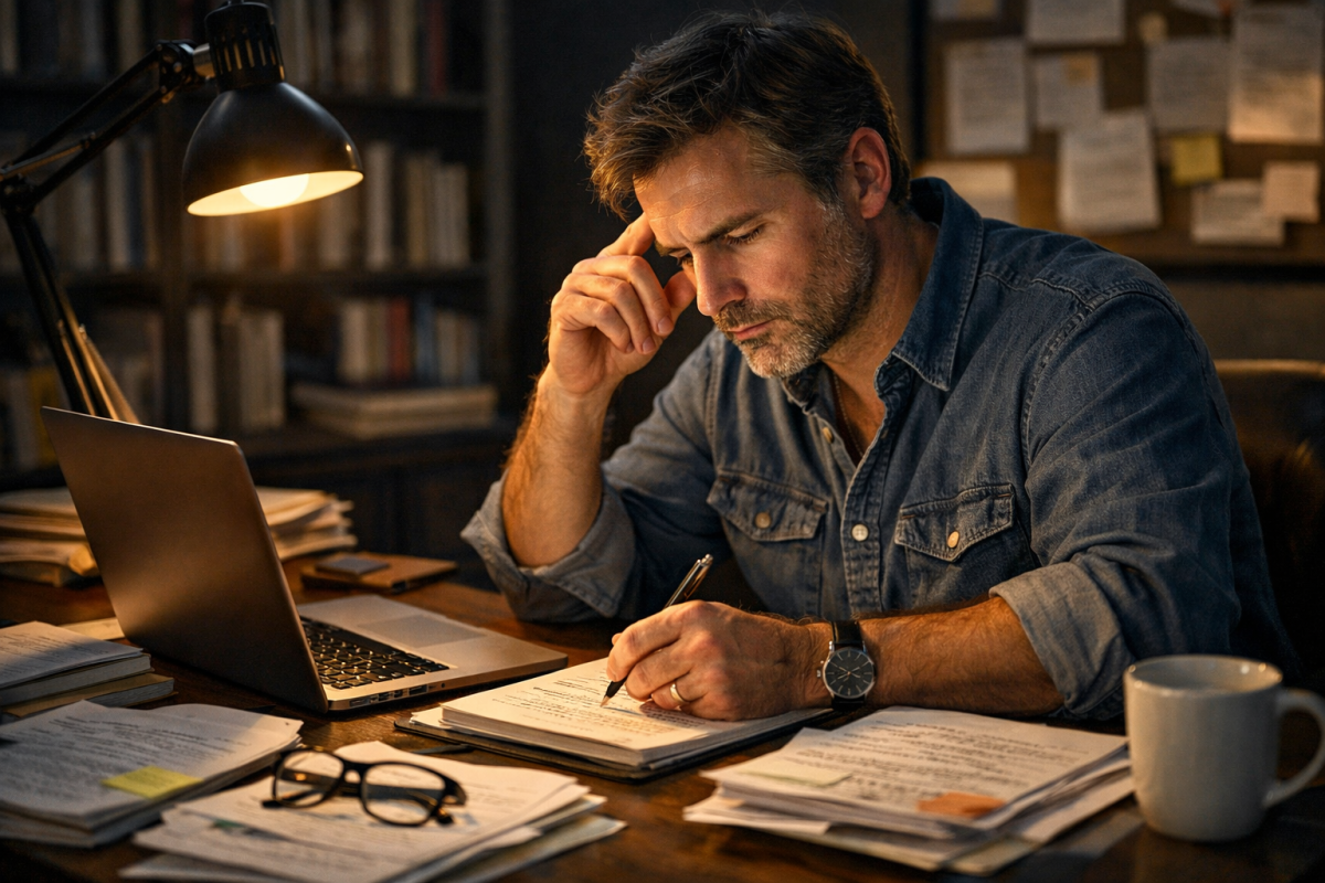 Person typing blog post on laptop