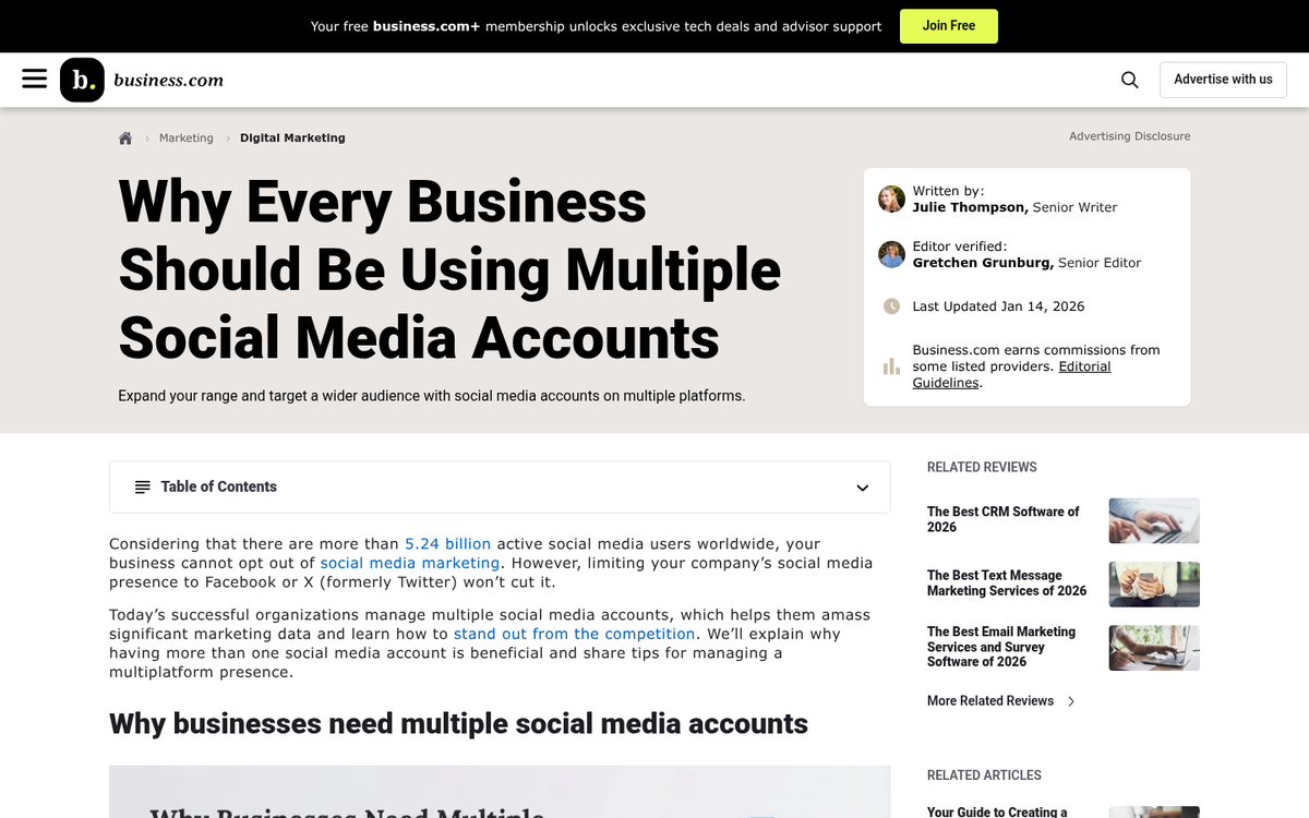 Blogger managing multiple social media platform profiles