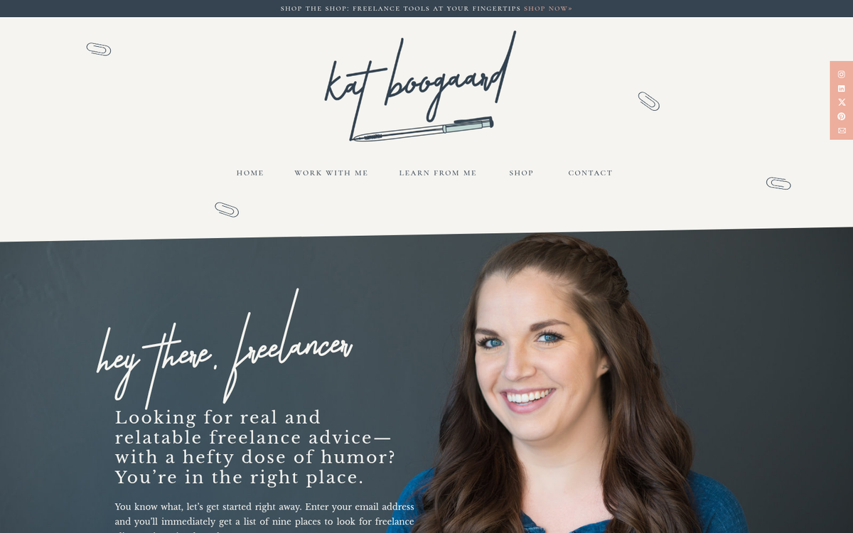 Blogger promoting freelance services for hire