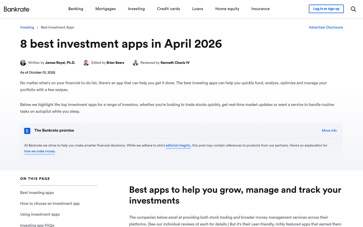 Finance app dashboard showing investment data