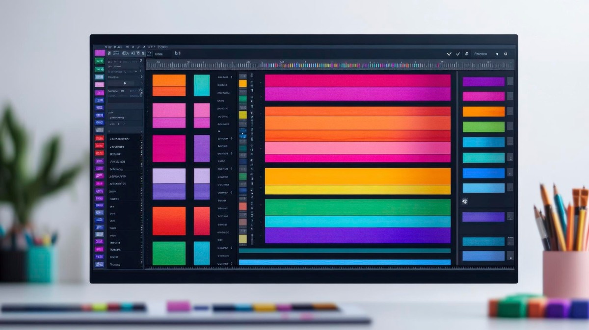 Colorful graphic design tools and elements