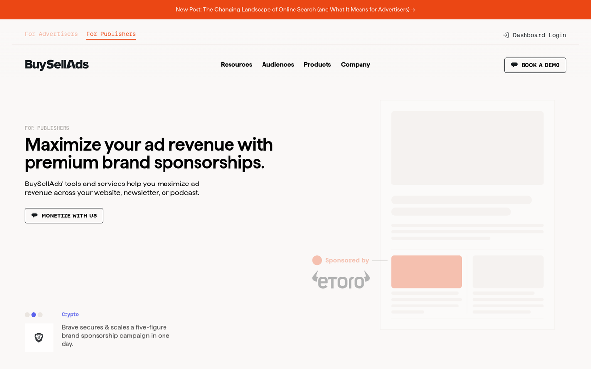 Self-serve advertising platform dashboard interface