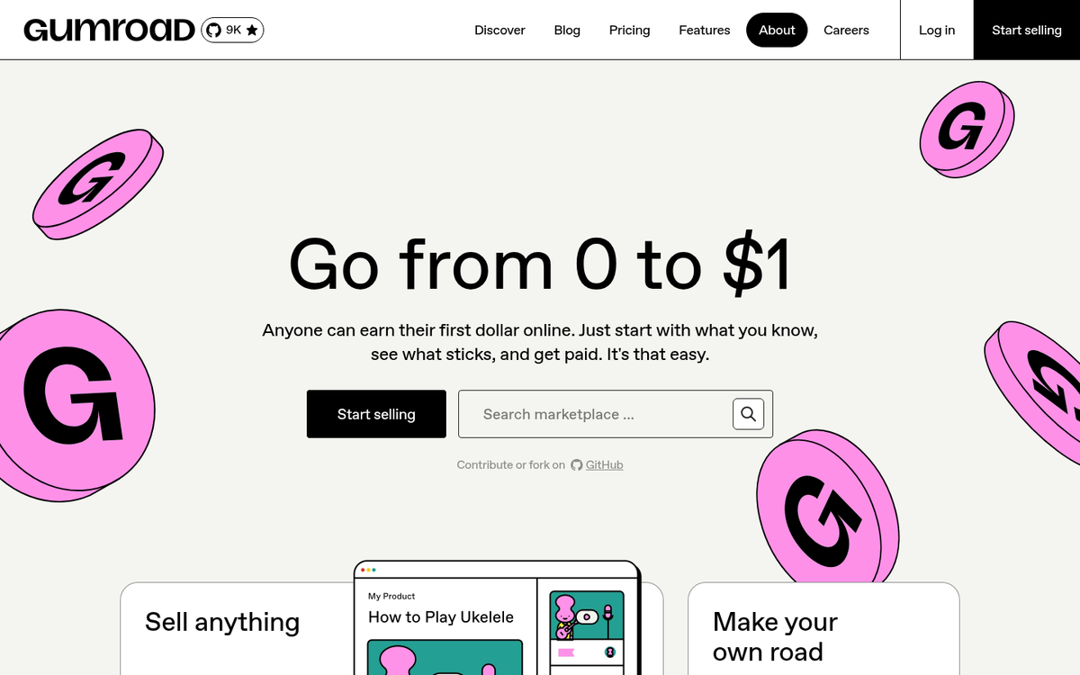 Digital products displayed on a website storefront