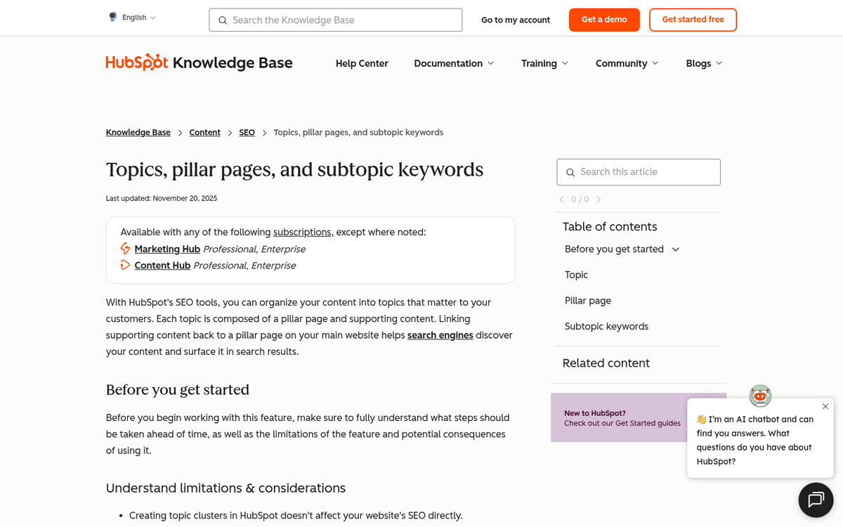 Interconnected web of evergreen content topics
