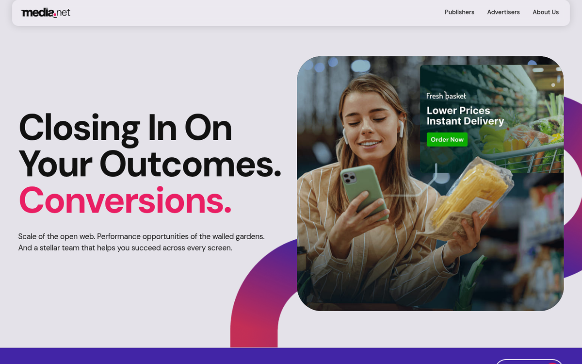 Media.net advertising platform homepage screenshot