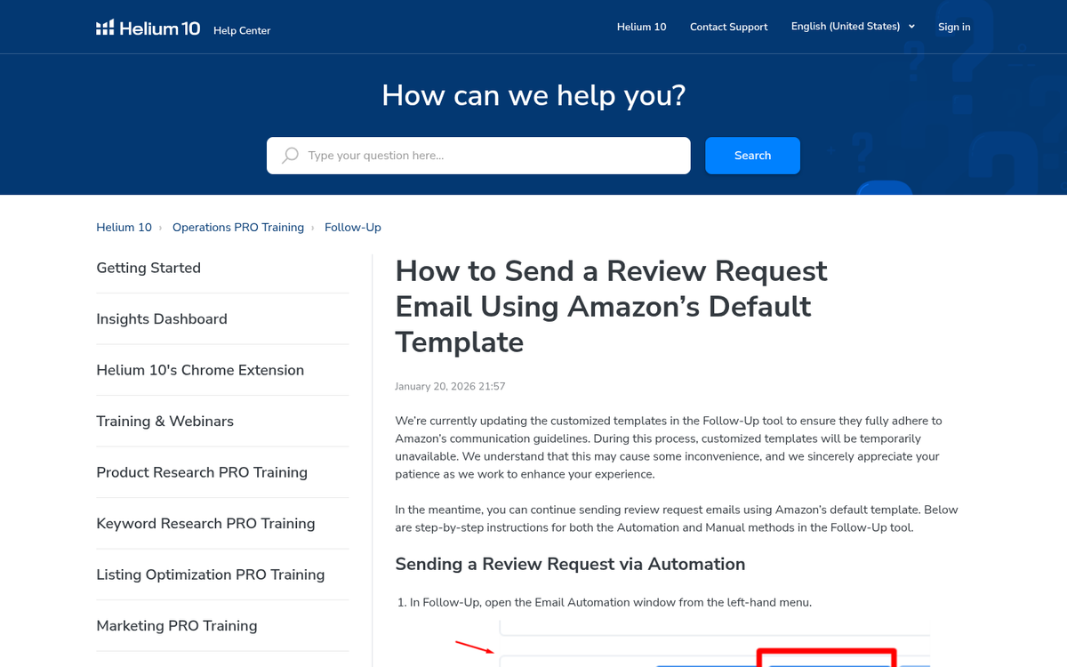 Follow-up email requesting a product review