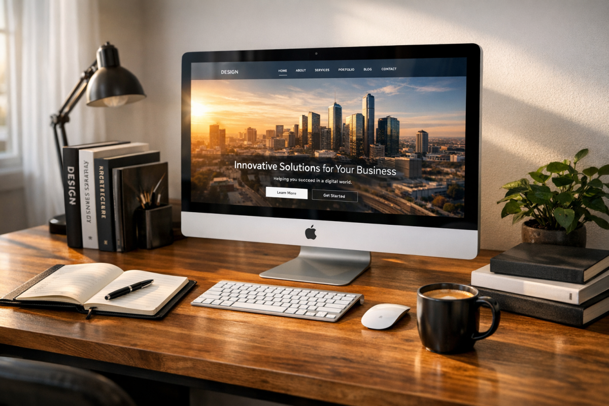 Niche website building on laptop screen