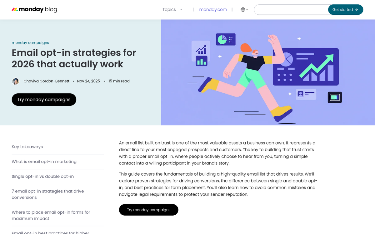 Website opt-in popup placement strategy example