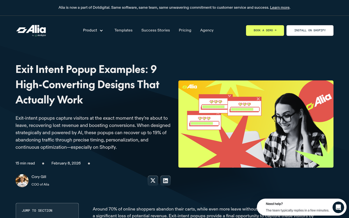 Pop-up form capturing website visitor leads