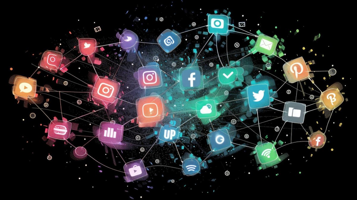 Social media icons on smartphone screen