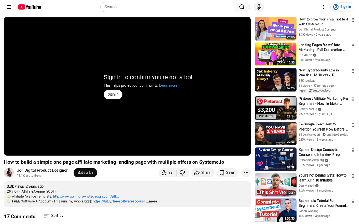 Single affiliate link highlighted on webpage