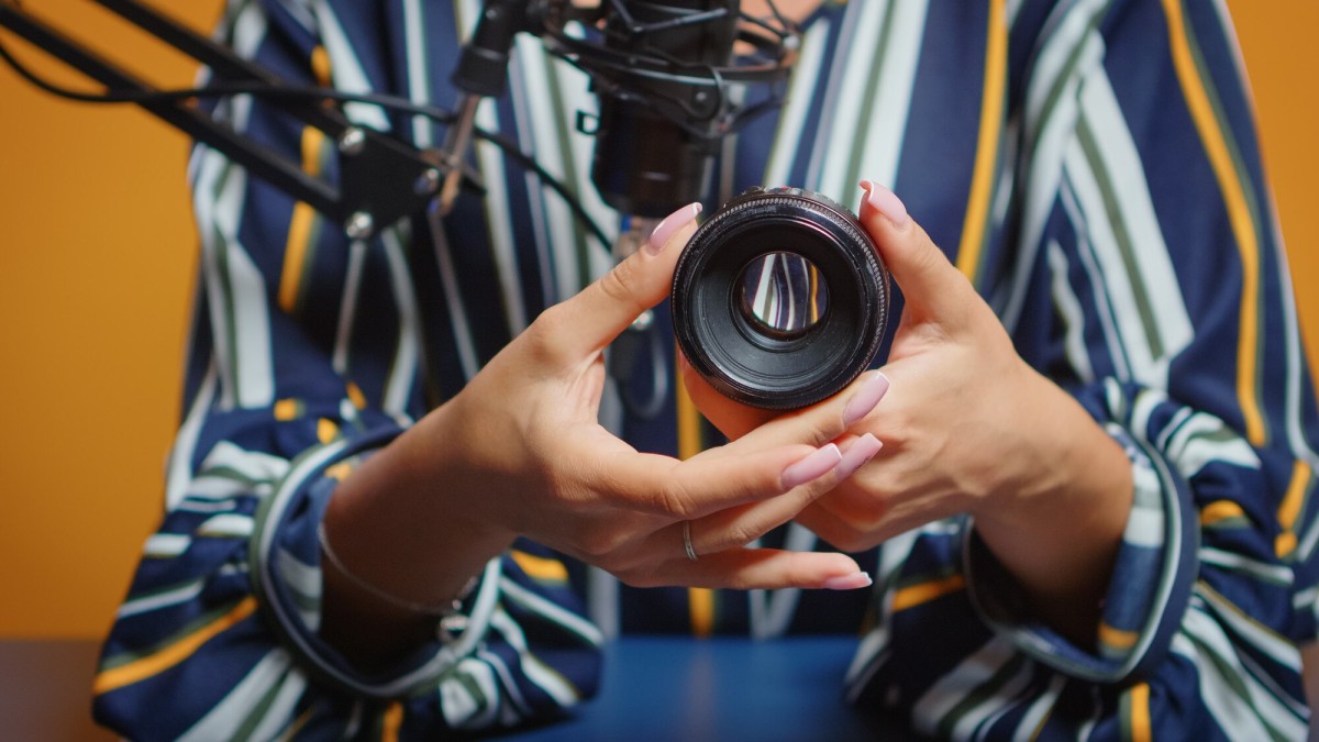 Person browsing product images on laptop