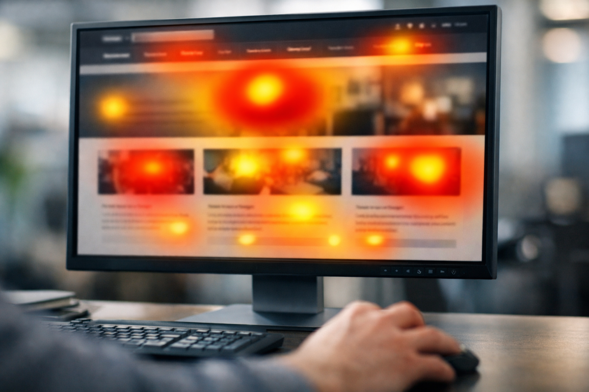 Heatmap showing user clicks on webpage