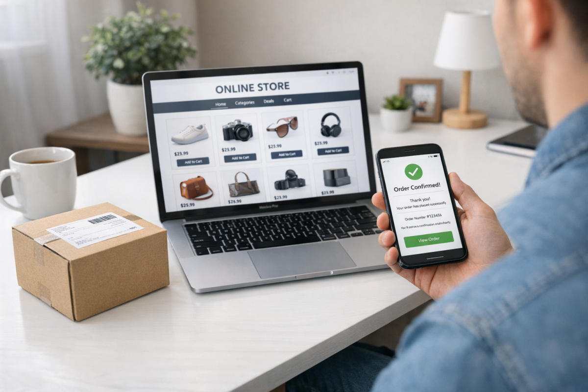 Diagram showing dropshipping supply chain process