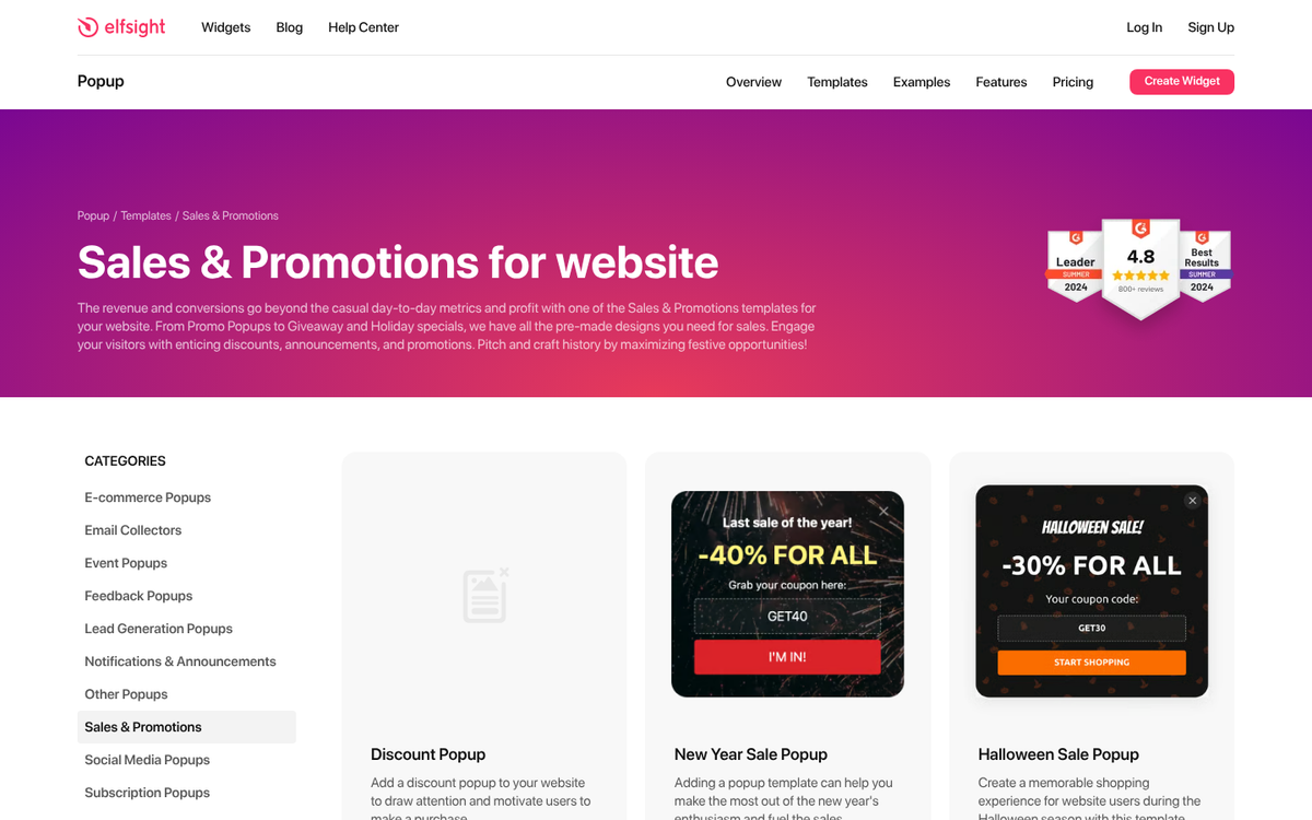 Website promotion page for Kindle book sales