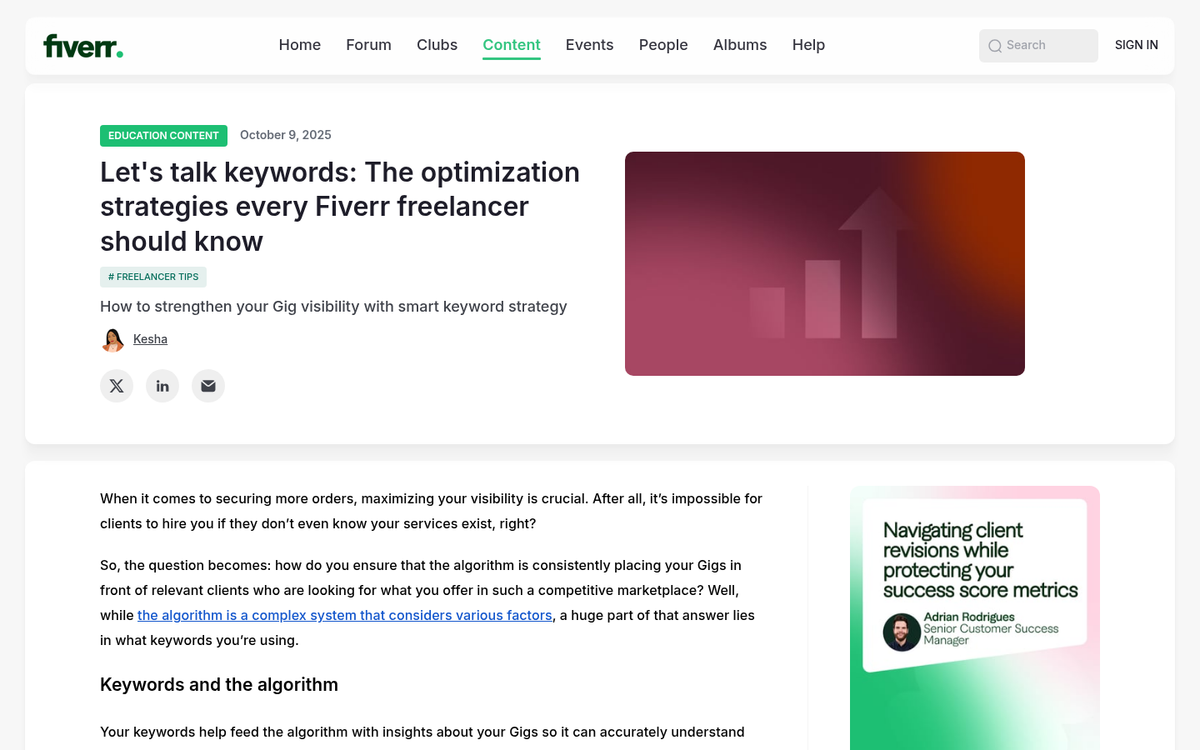 Fiverr gig title with keywords example