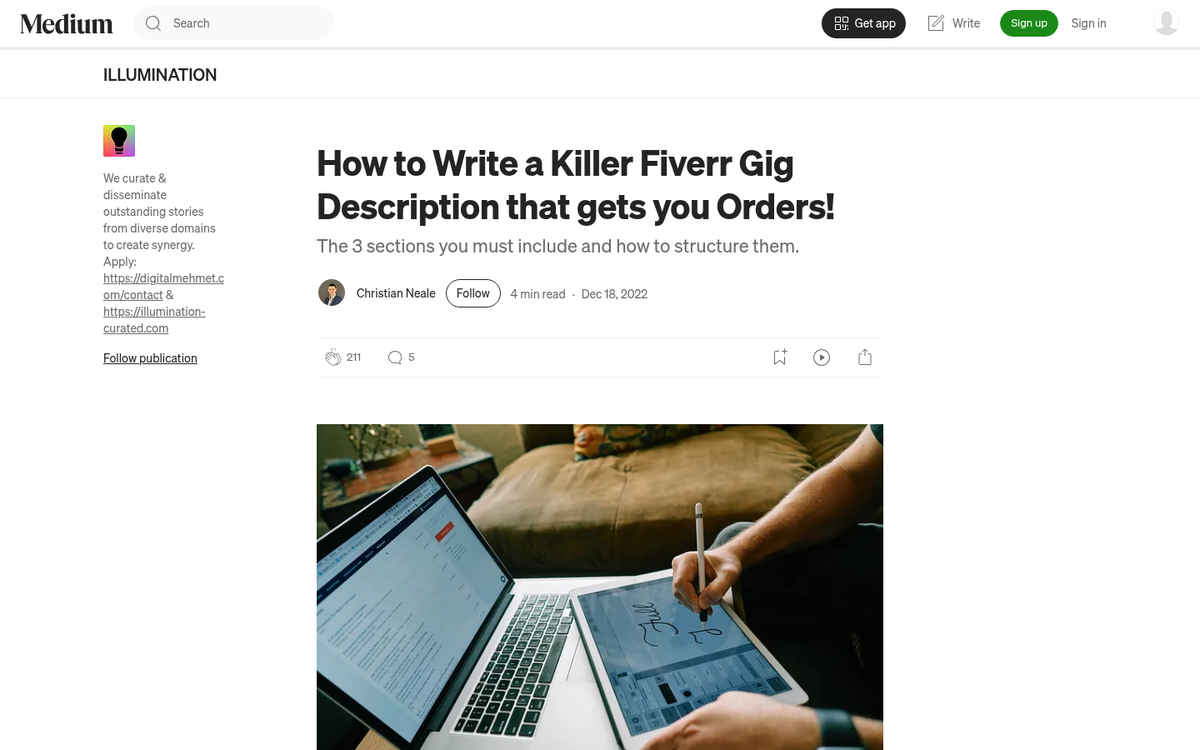 Fiverr gig description text example screenshot