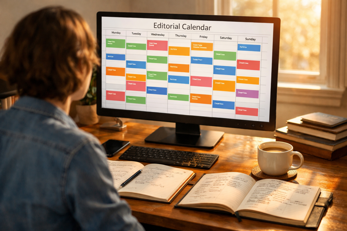 Content calendar with scheduled blog posts