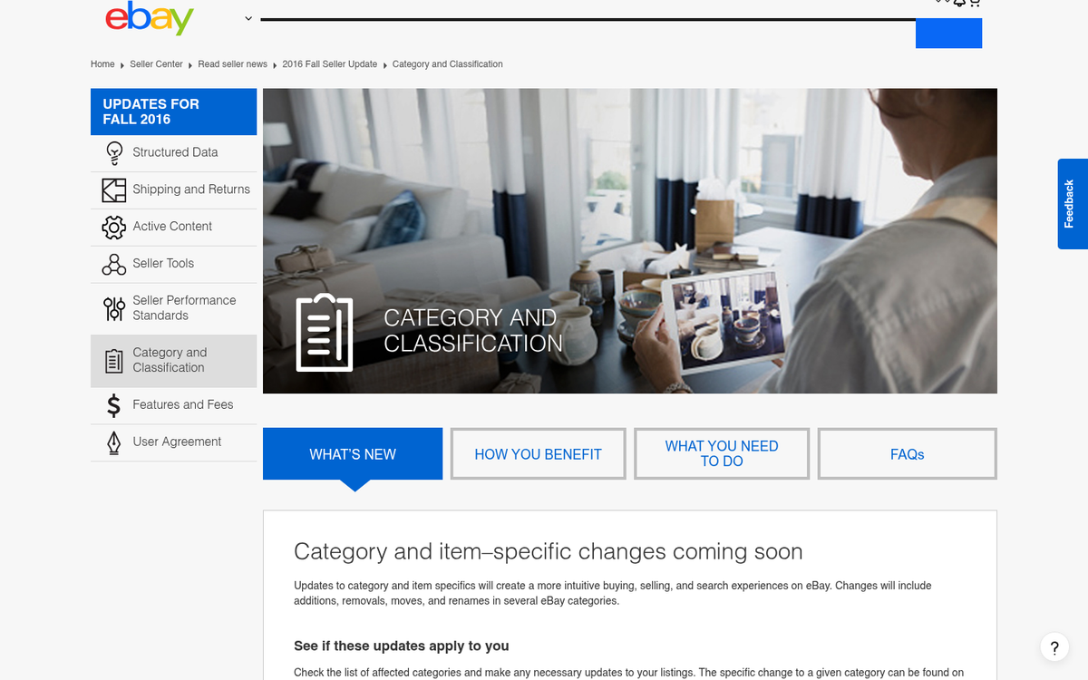 eBay category selection dropdown menu interface