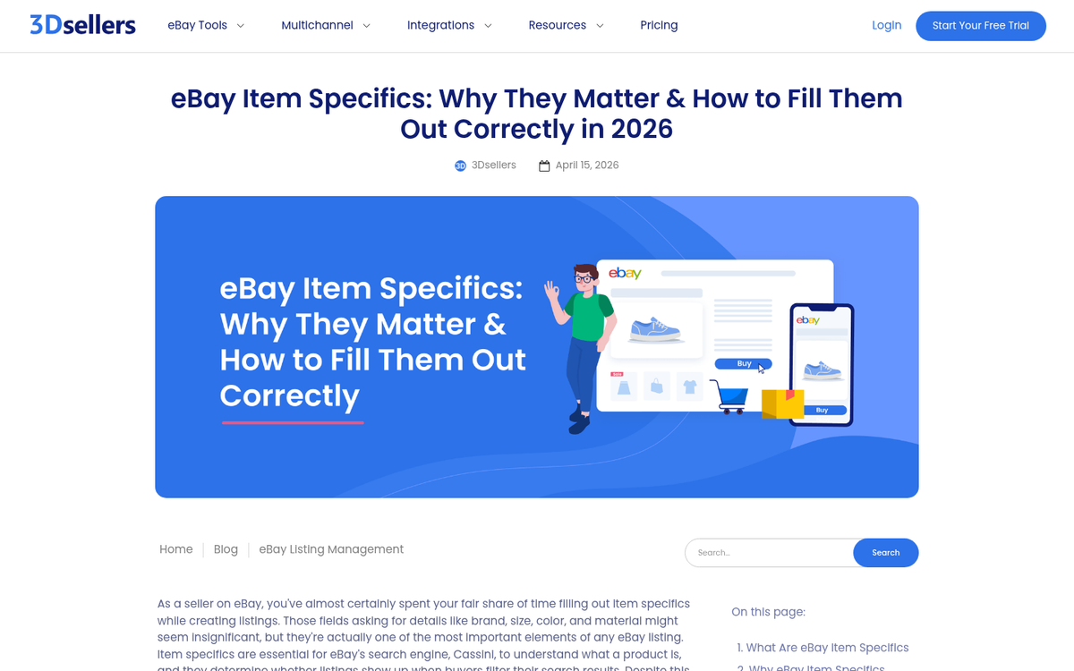 eBay item specifics fields fully completed