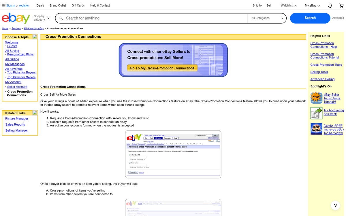eBay listing description with hyperlinked products