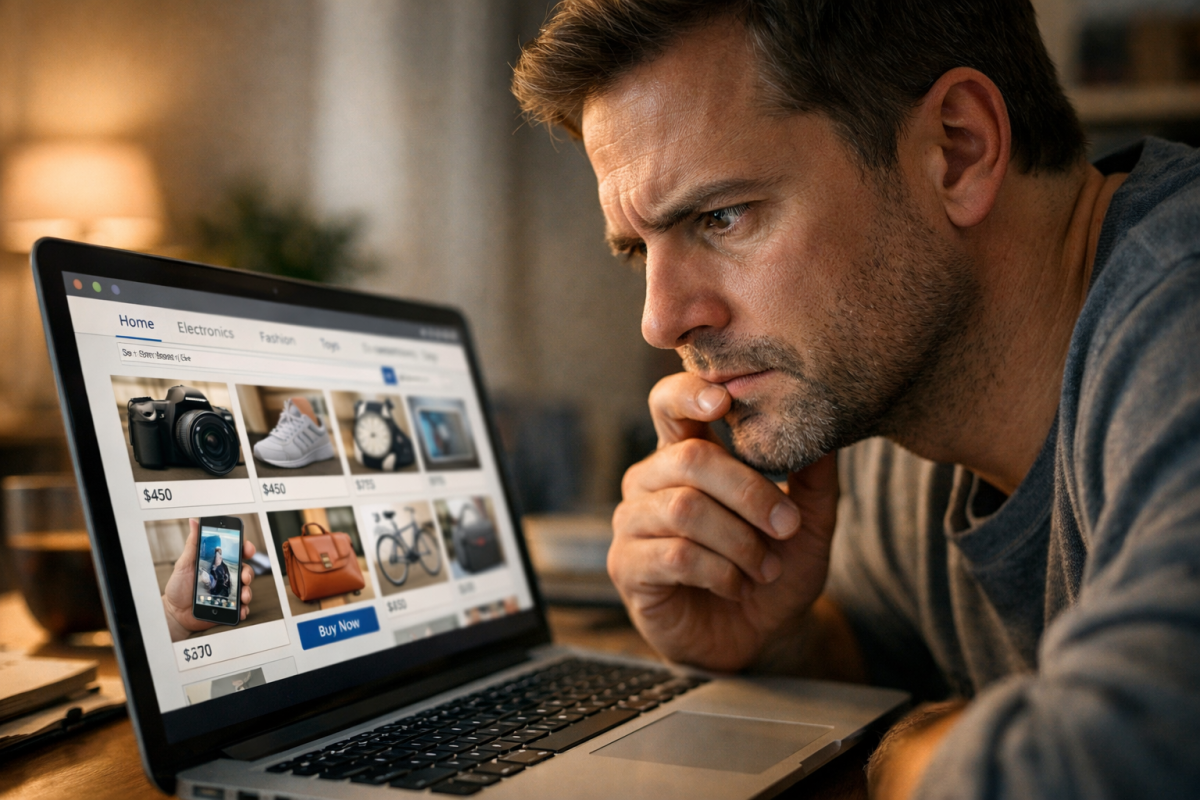 Shield icon protecting online transaction