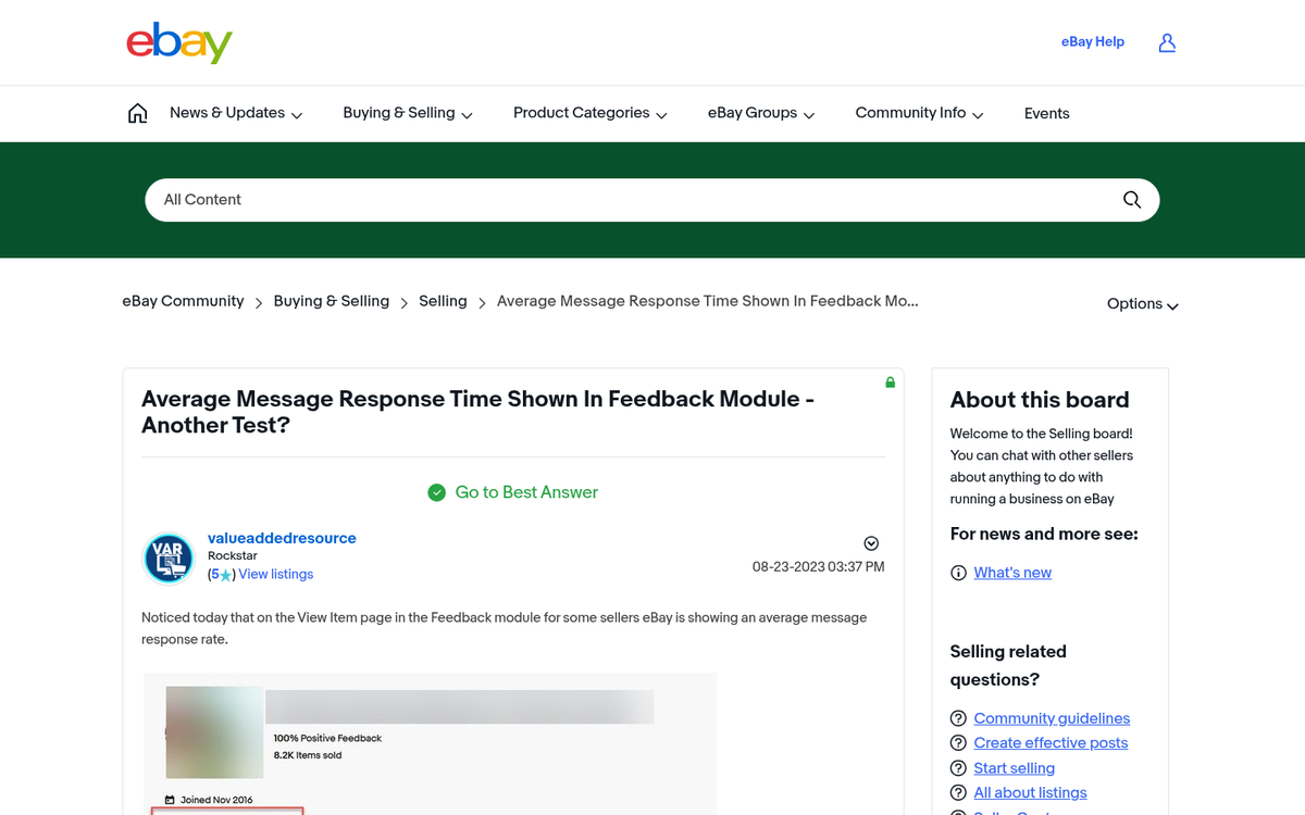 eBay seller responding to buyer message quickly