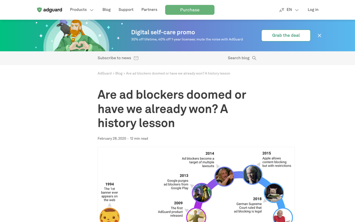 Timeline of ad blocker development history