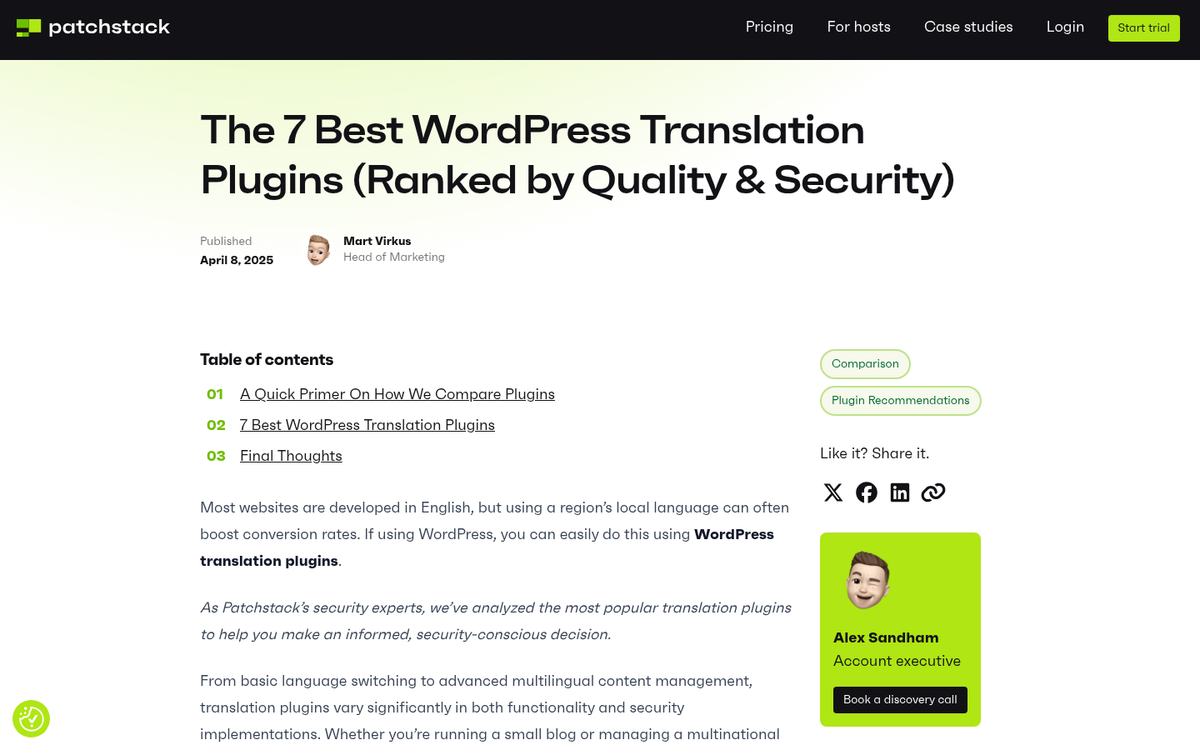 WordPress translation plugin interface screenshot