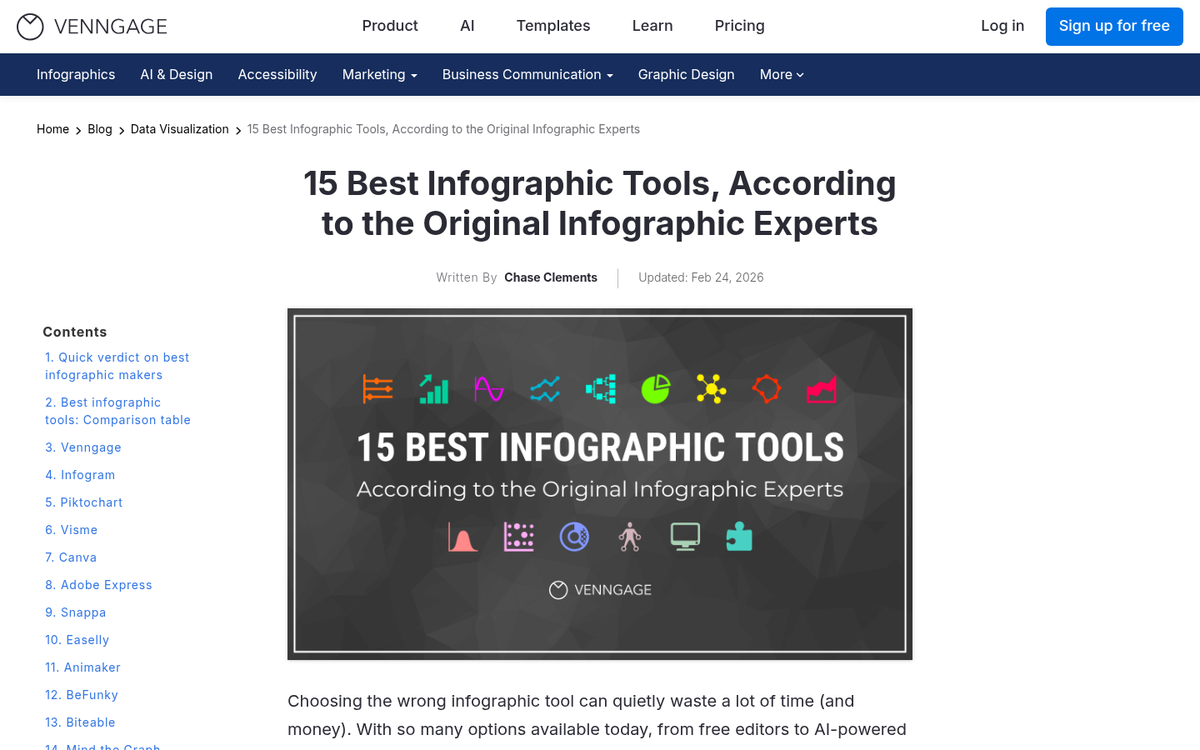 Infographic creation tools website screenshot