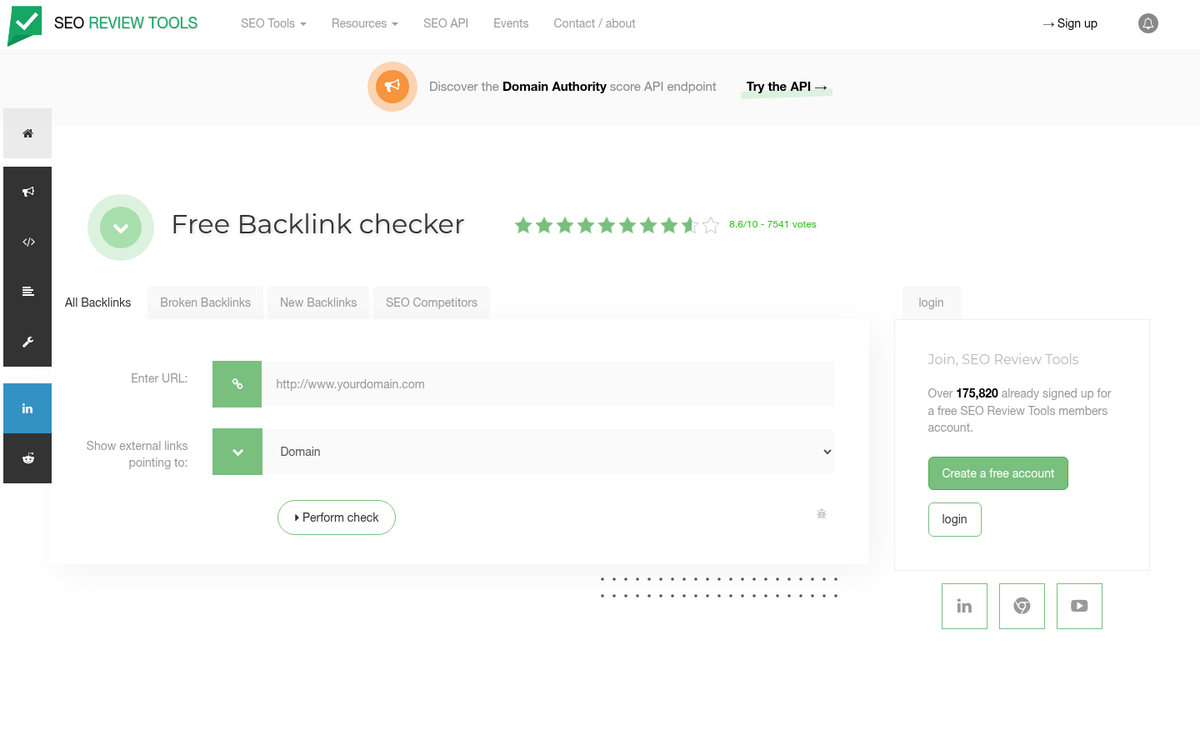 Top-ranking web pages displayed in browser