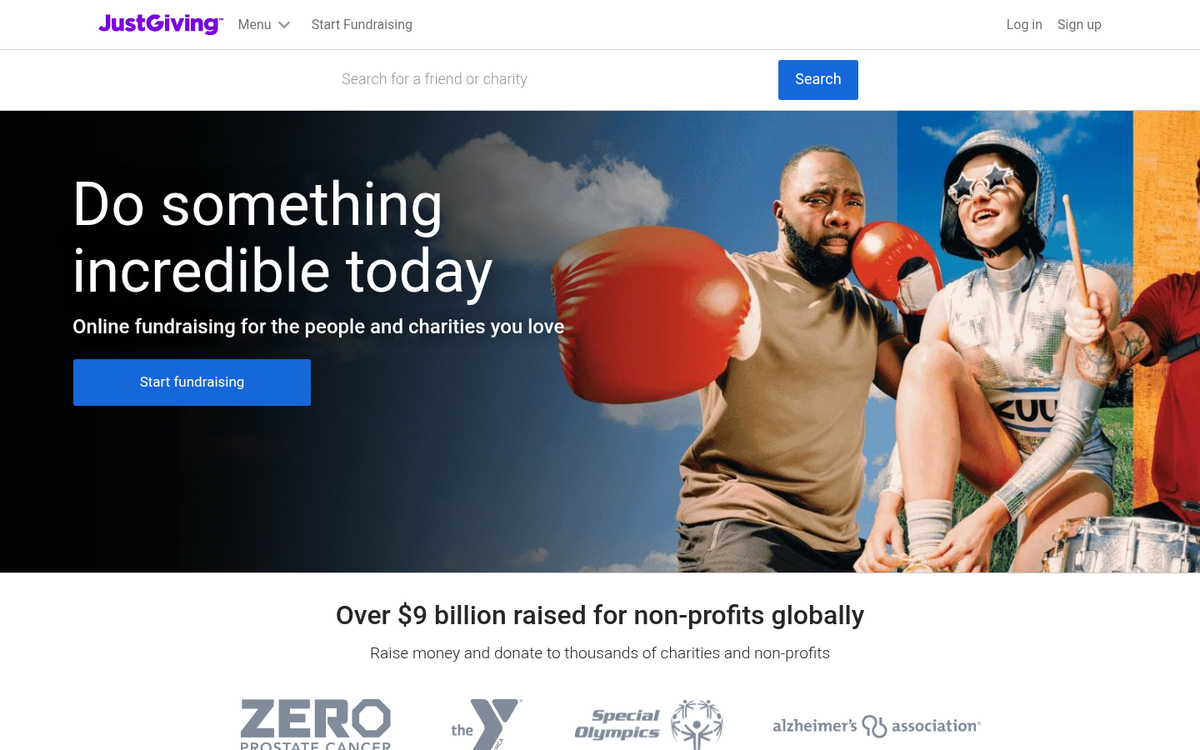 Charity donation website screenshot