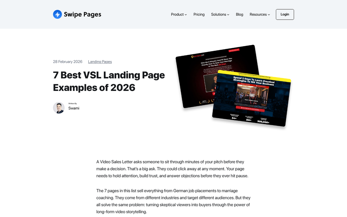 Video sales letter playing on screen