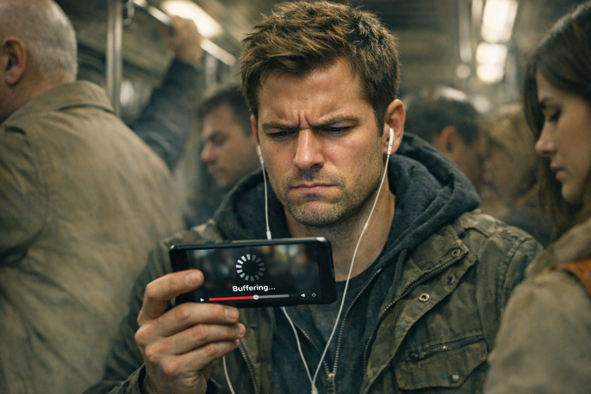 Person watching long video on laptop