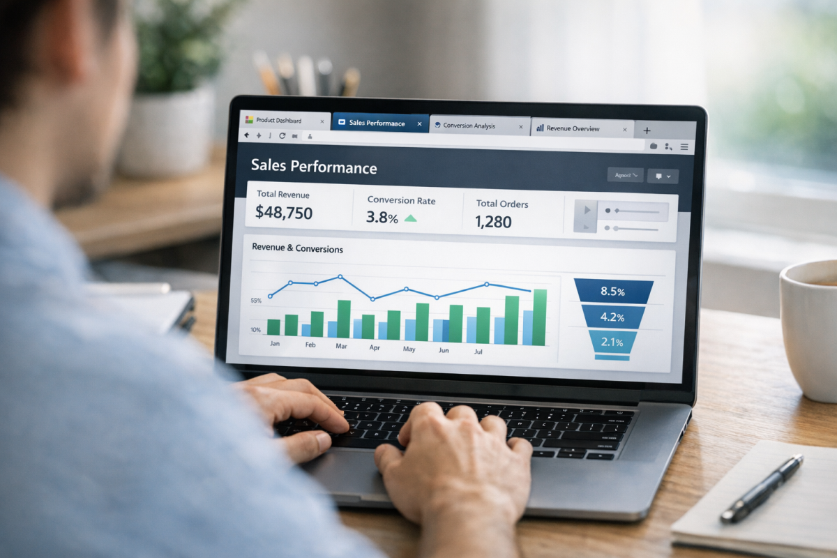 Conversion rate comparison chart for products