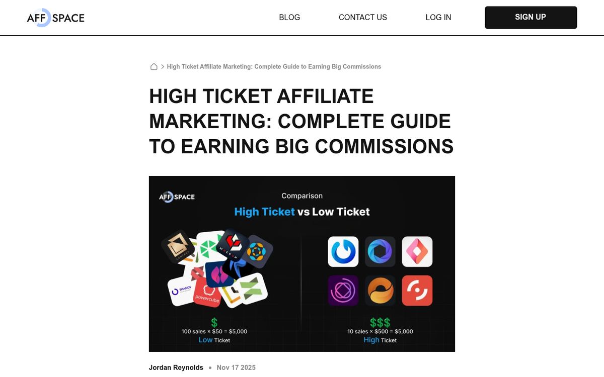 High-ticket product price comparison chart