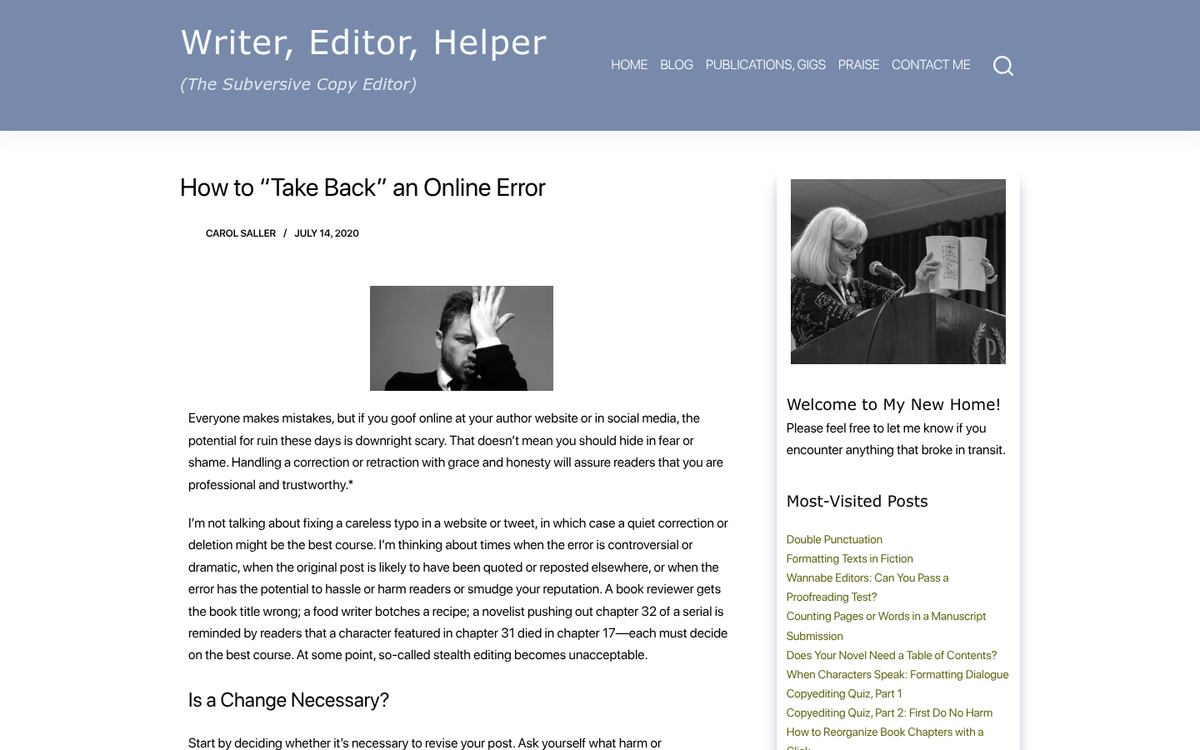 Website page with corrected text highlighted