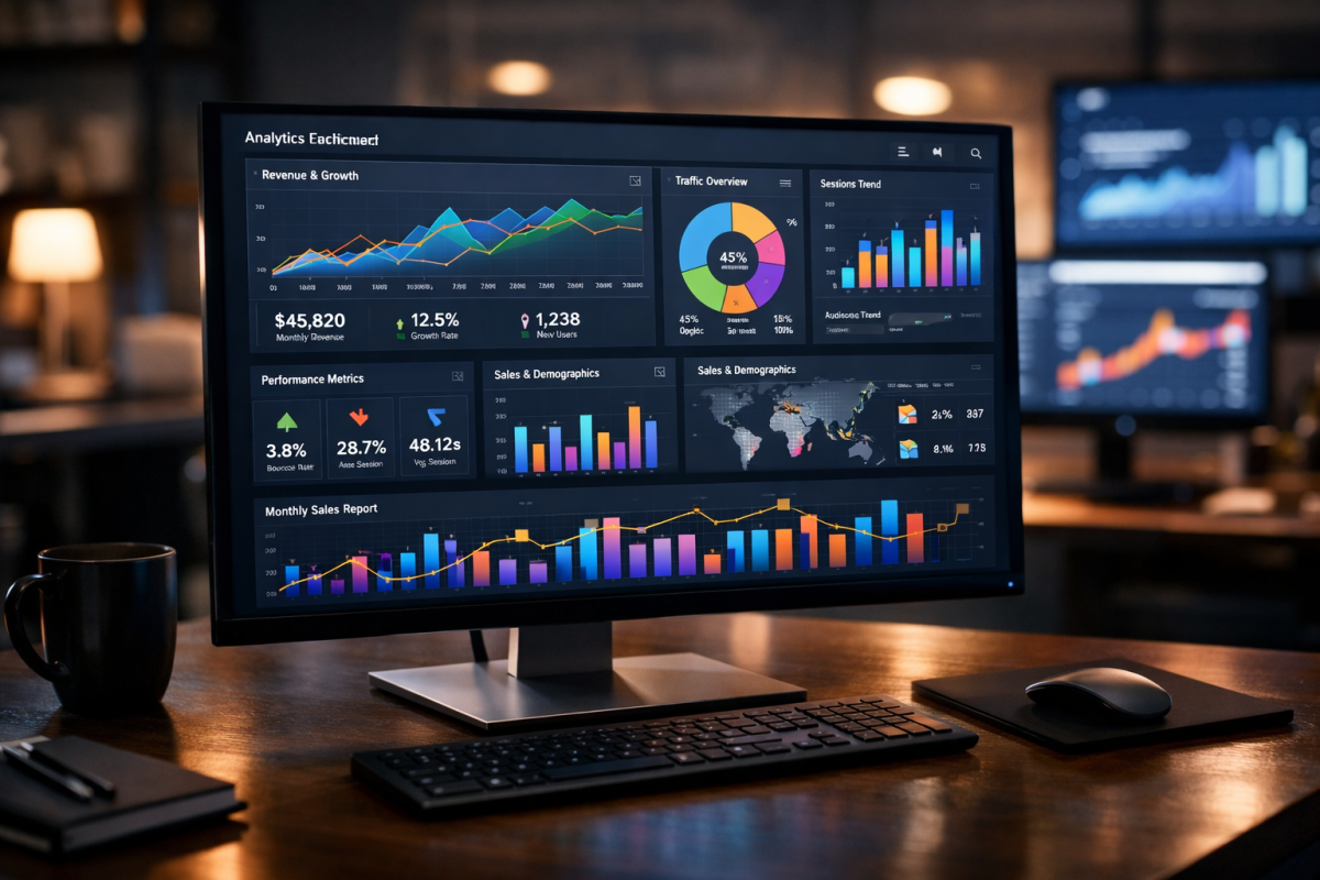 Traffic analytics dashboard with performance metrics